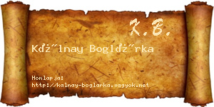 Kálnay Boglárka névjegykártya